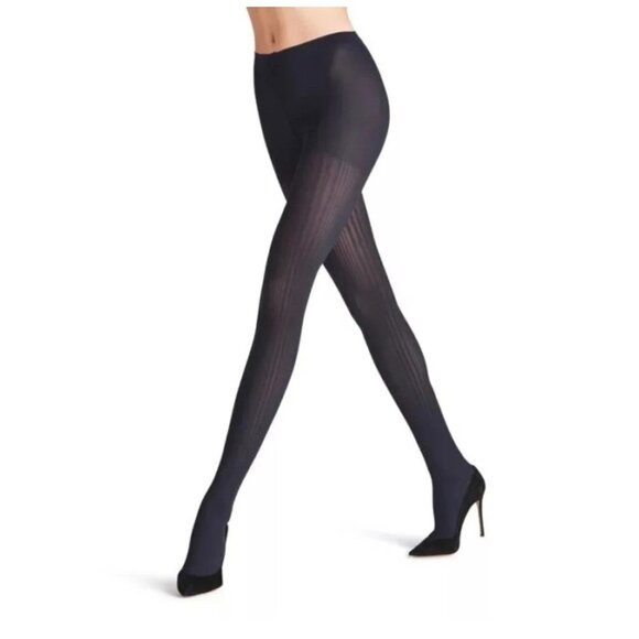 FALKE Marine Fashion Prime Ribbed Tights 60 Den Color: Marine Size: Medium 40669 - Picture 2 of 3